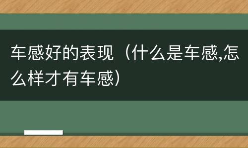 车感好的表现（什么是车感,怎么样才有车感）