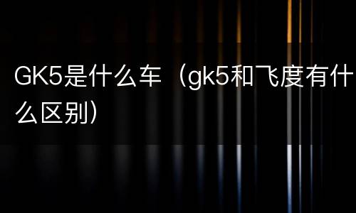 GK5是什么车（gk5和飞度有什么区别）