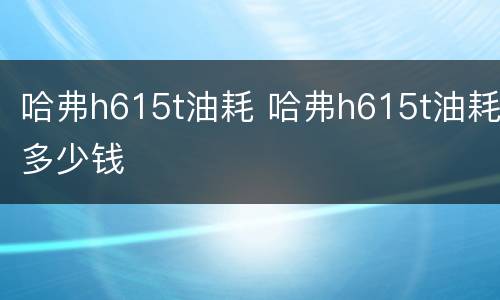 哈弗h615t油耗 哈弗h615t油耗多少钱