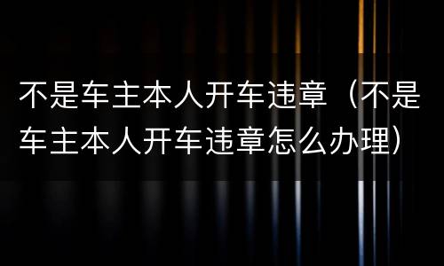不是车主本人开车违章（不是车主本人开车违章怎么办理）