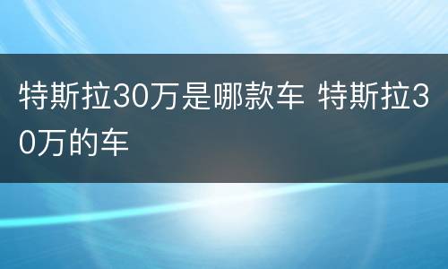 特斯拉30万是哪款车 特斯拉30万的车