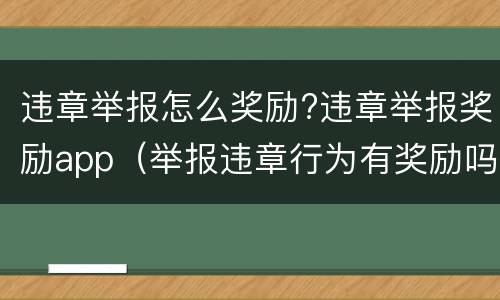 违章举报怎么奖励?违章举报奖励app（举报违章行为有奖励吗）