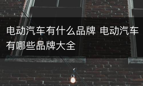 电动汽车有什么品牌 电动汽车有哪些品牌大全