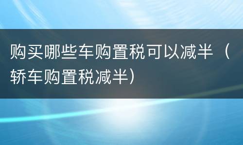 购买哪些车购置税可以减半（轿车购置税减半）