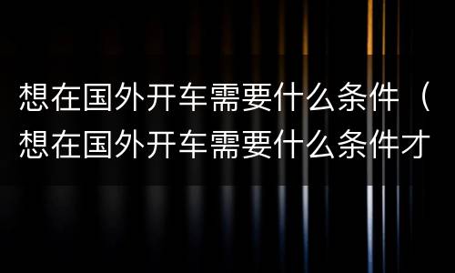 想在国外开车需要什么条件（想在国外开车需要什么条件才能开）