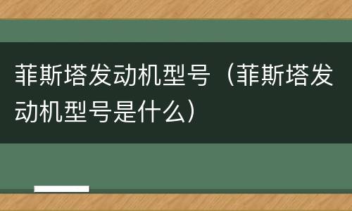 菲斯塔发动机型号（菲斯塔发动机型号是什么）