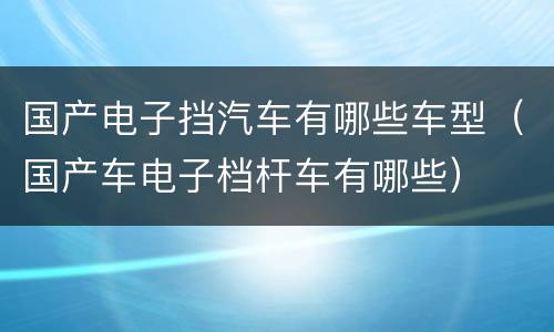 国产电子挡汽车有哪些车型（国产车电子档杆车有哪些）