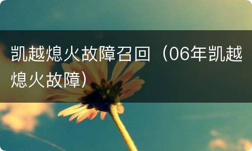 凯越熄火故障召回（06年凯越熄火故障）