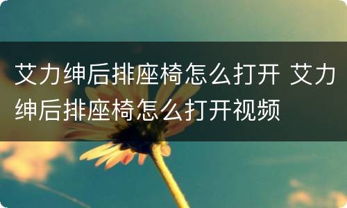 艾力绅后排座椅怎么打开 艾力绅后排座椅怎么打开视频
