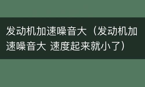 发动机加速噪音大（发动机加速噪音大 速度起来就小了）
