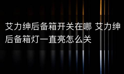 艾力绅后备箱开关在哪 艾力绅后备箱灯一直亮怎么关