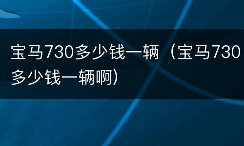 宝马730多少钱一辆（宝马730多少钱一辆啊）