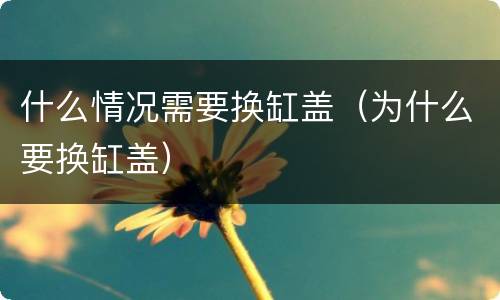 什么情况需要换缸盖（为什么要换缸盖）