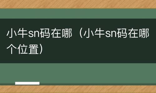 小牛sn码在哪（小牛sn码在哪个位置）