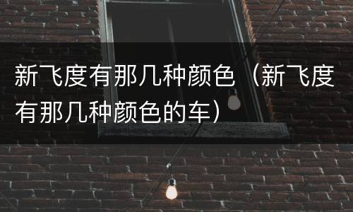 新飞度有那几种颜色（新飞度有那几种颜色的车）