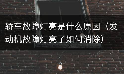 轿车故障灯亮是什么原因（发动机故障灯亮了如何消除）