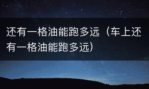 还有一格油能跑多远（车上还有一格油能跑多远）