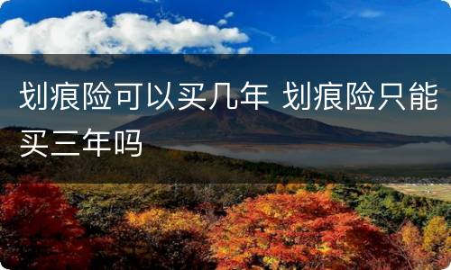 划痕险可以买几年 划痕险只能买三年吗