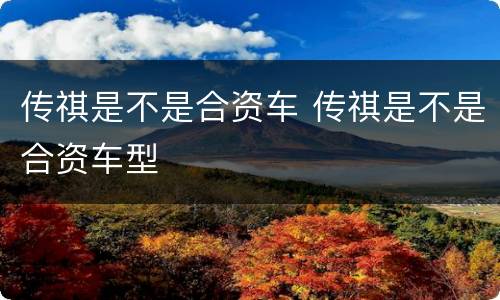 传祺是不是合资车 传祺是不是合资车型