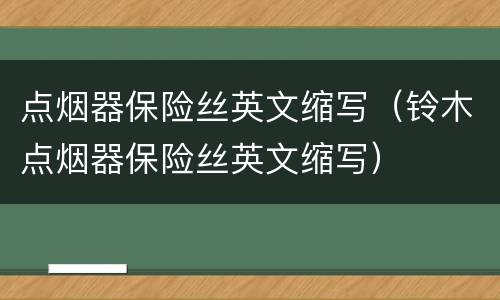 点烟器保险丝英文缩写（铃木点烟器保险丝英文缩写）