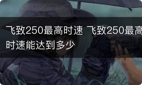 飞致250最高时速 飞致250最高时速能达到多少