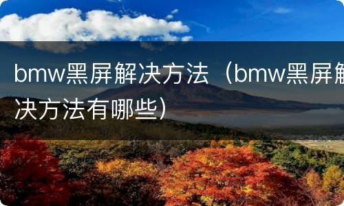 bmw黑屏解决方法（bmw黑屏解决方法有哪些）