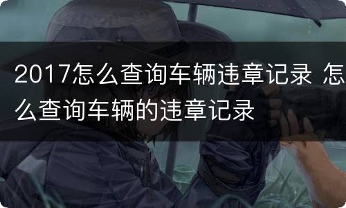 2017怎么查询车辆违章记录 怎么查询车辆的违章记录