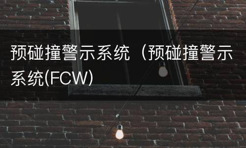 预碰撞警示系统（预碰撞警示系统(FCW）