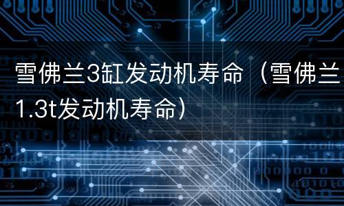 雪佛兰3缸发动机寿命（雪佛兰1.3t发动机寿命）