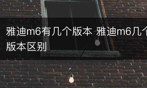 雅迪m6有几个版本 雅迪m6几个版本区别