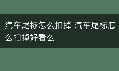 汽车尾标怎么扣掉 汽车尾标怎么扣掉好看么