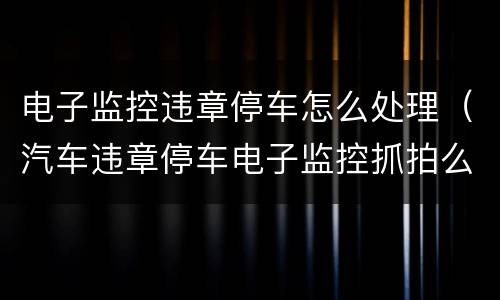 电子监控违章停车怎么处理（汽车违章停车电子监控抓拍么处理）