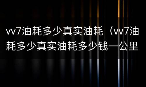 vv7油耗多少真实油耗（vv7油耗多少真实油耗多少钱一公里）