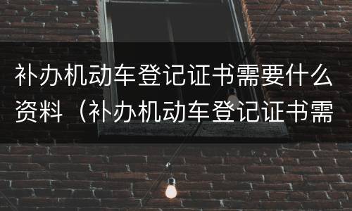 补办机动车登记证书需要什么资料（补办机动车登记证书需要什么资料 南京车管所）