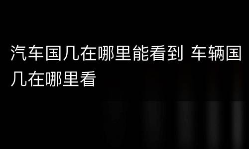 汽车国几在哪里能看到 车辆国几在哪里看