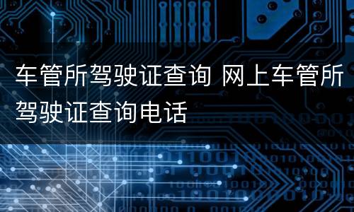 车管所驾驶证查询 网上车管所驾驶证查询电话