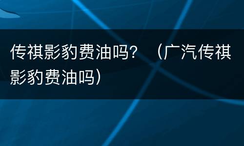 传祺影豹费油吗？（广汽传祺影豹费油吗）