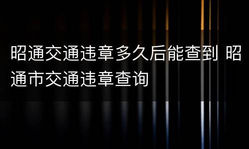 昭通交通违章多久后能查到 昭通市交通违章查询