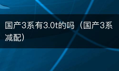 国产3系有3.0t的吗（国产3系减配）