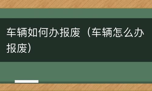 车辆如何办报废（车辆怎么办报废）