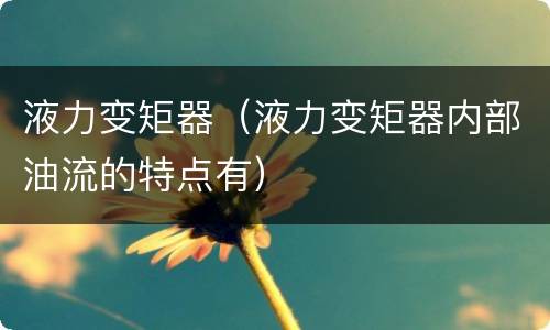 液力变矩器（液力变矩器内部油流的特点有）