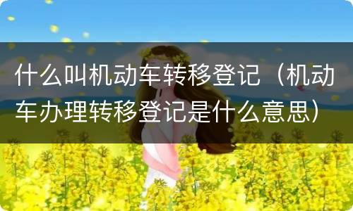 什么叫机动车转移登记（机动车办理转移登记是什么意思）