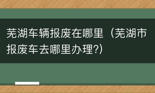 芜湖车辆报废在哪里（芜湖市报废车去哪里办理?）