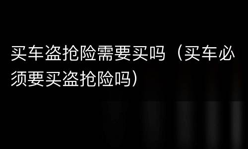 买车盗抢险需要买吗（买车必须要买盗抢险吗）