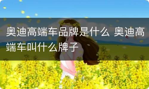 奥迪高端车品牌是什么 奥迪高端车叫什么牌子