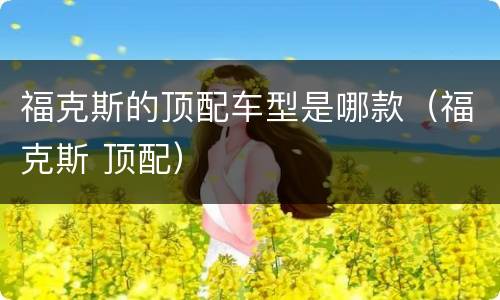 福克斯的顶配车型是哪款（福克斯 顶配）