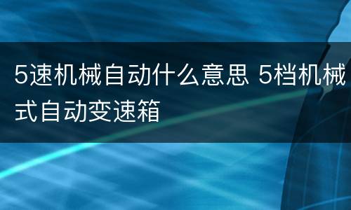 5速机械自动什么意思 5档机械式自动变速箱