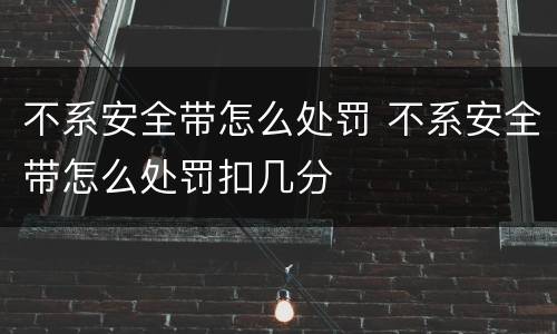 不系安全带怎么处罚 不系安全带怎么处罚扣几分
