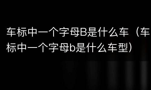 车标中一个字母B是什么车（车标中一个字母b是什么车型）