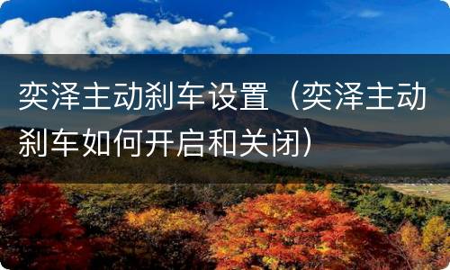 奕泽主动刹车设置（奕泽主动刹车如何开启和关闭）